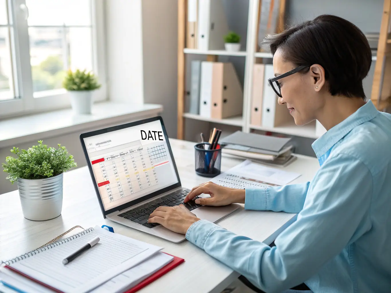 A person entering data into a bookkeeping software on a laptop, highlighting efficiency and organization.